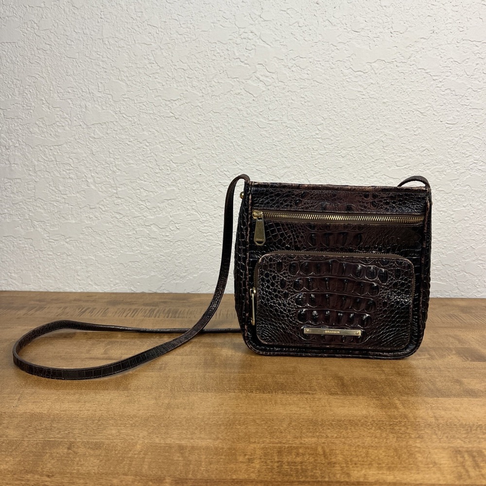 Brahmin Alligator Croc Embossed Women's Cross Body Satchel Handbag Purse
